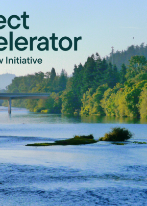 Image of a river with a Project Accelerator logo in the upper left hand corner.