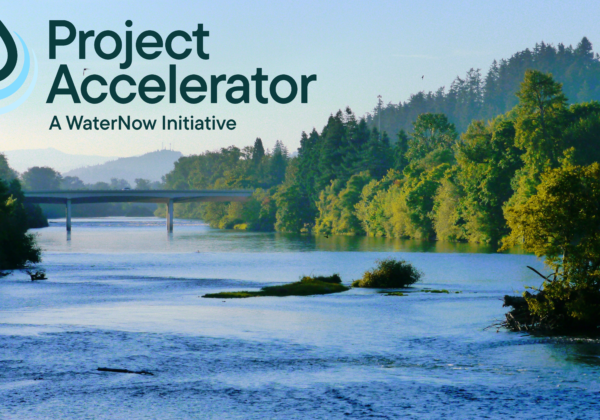 Image of a river with a Project Accelerator logo in the upper left hand corner.